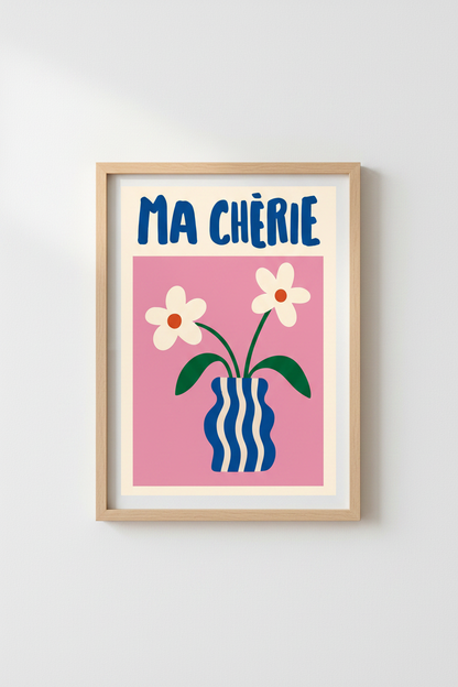 Mid-Century Floral Wall Art Print | Living Room Decor | Vibrant Poster