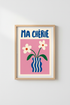 Mid-Century Floral Wall Art Print | Living Room Decor | Vibrant Poster