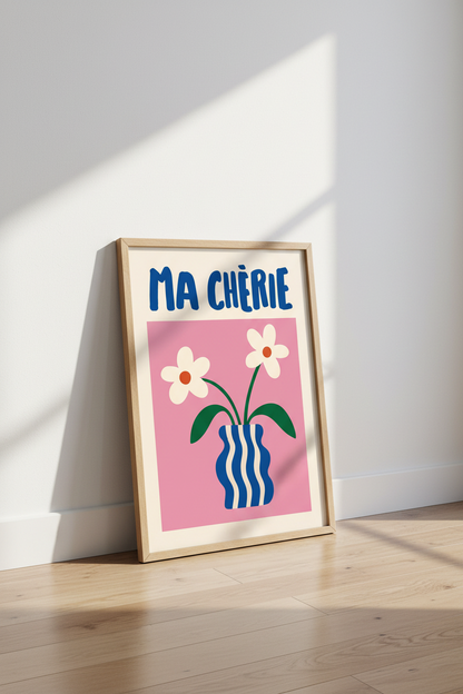 Mid-Century Floral Wall Art Print | Living Room Decor | Vibrant Poster