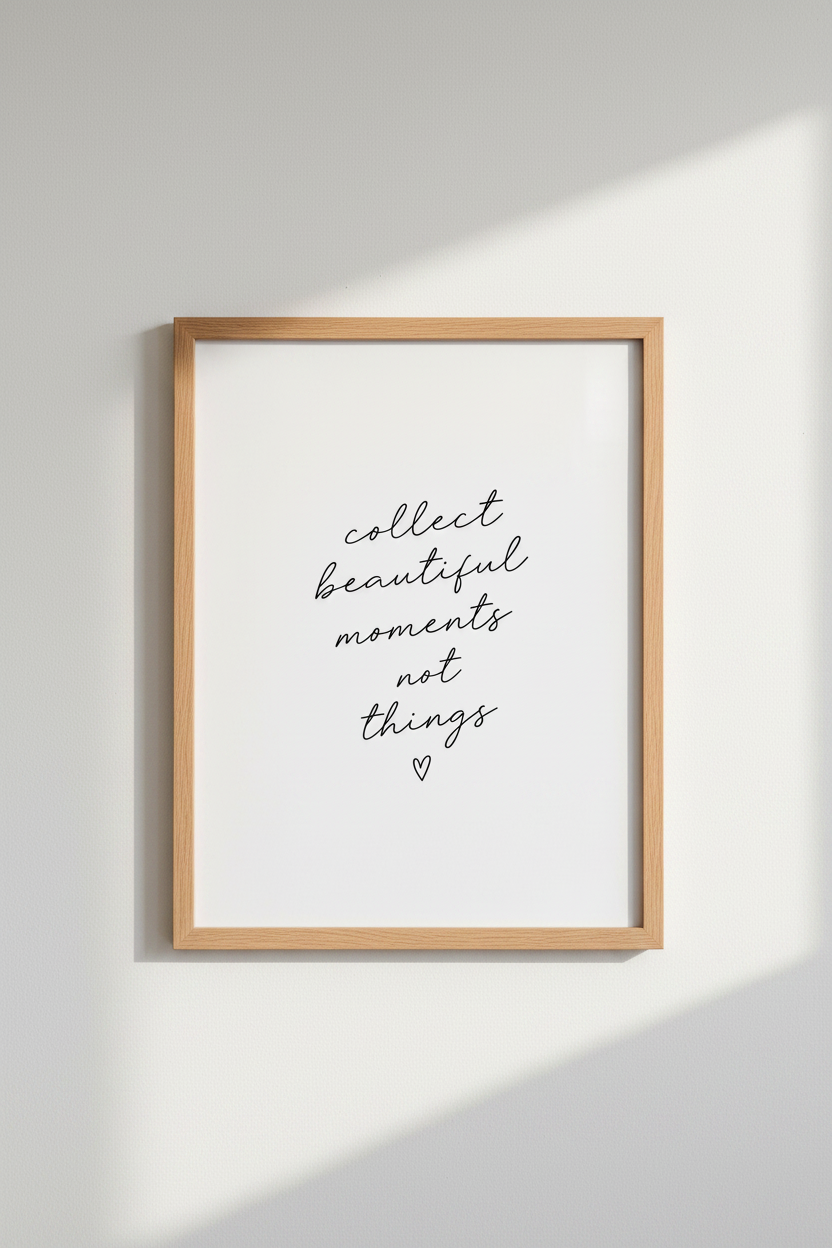 Collect Beautiful Moments Quote Wall Art | Minimalist Home Decor | Script Poster