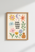 Whimsical Floral Art | Vibrant Sun Moon Flowers Living Room Decor