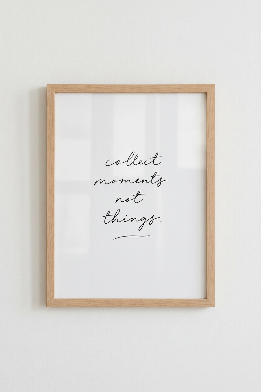 Collect Moments Not Things Wall Art | Minimalist Quote Print | Aesthetic Poster