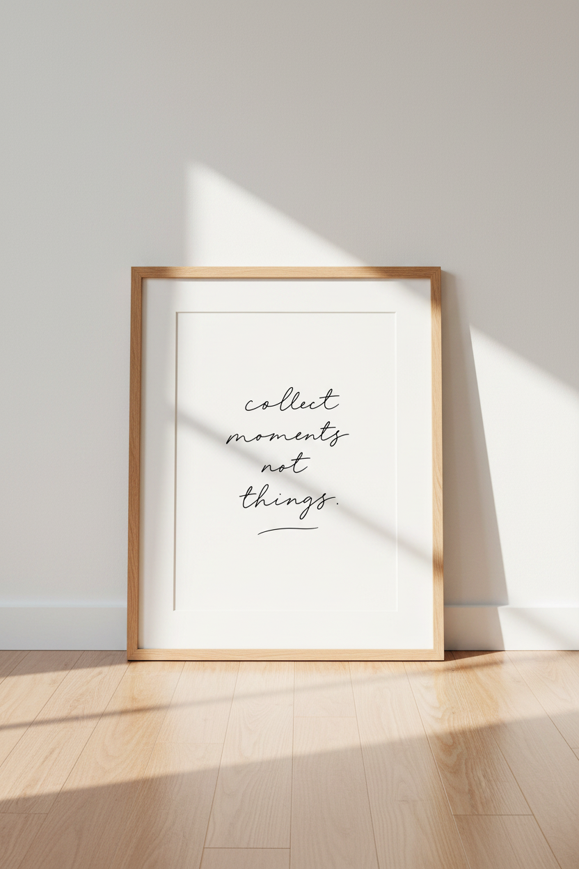 Collect Moments Not Things Wall Art | Minimalist Quote Print | Aesthetic Poster