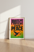 Protect Your Peace Wall Art | Retro Typography Poster, Sunset Gradient Decor