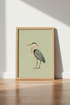 Great Blue Heron | Vintage Coastal Style Illustration, Living Room Wall Art Poster