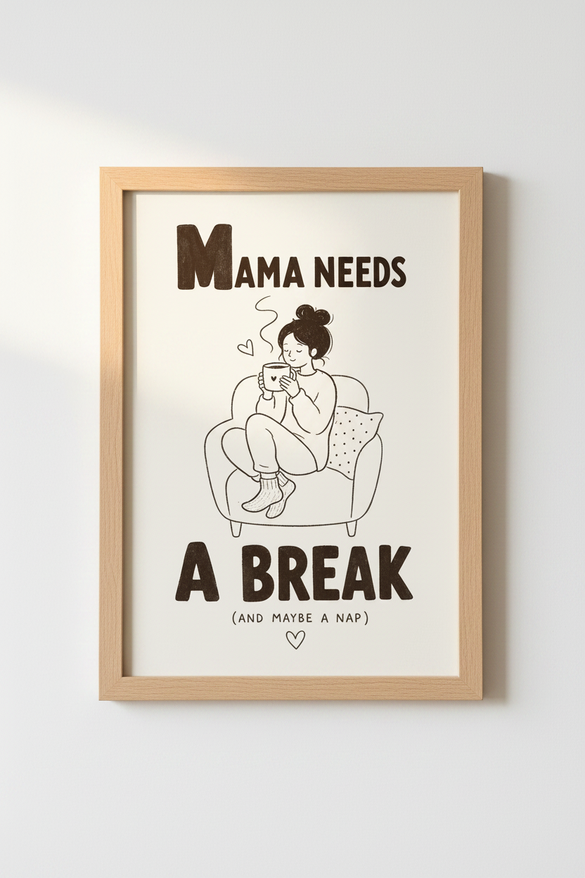 Funny Mom Wall Art Print | Minimalist Motherhood Poster | Cozy Nursery Decor