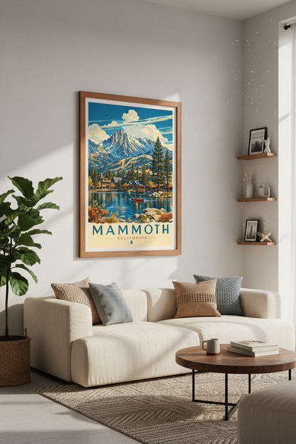Mammoth Lakes California | Vintage Travel Poster, Mountain Cabin Wall Art