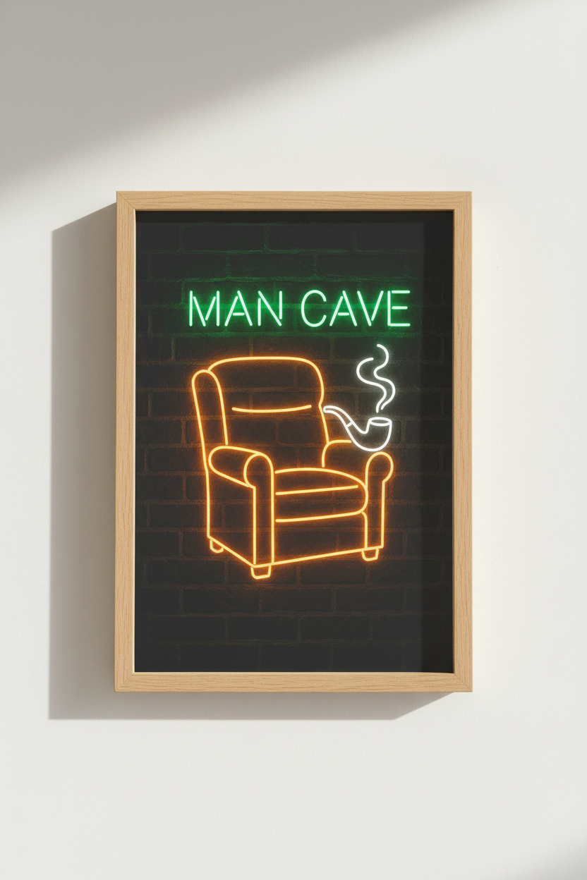 man cave wall art | Neon signage, cozy living vibe | Home decor poster