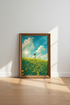 Anime Meadow Landscape Wall Art | Ghibli Style Wildflower Decor | Summer Sky Poster