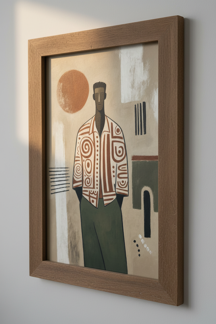 Modern Black Man Portrait | Abstract Earthy Tones Wall Art, Living Room Poster