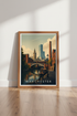 Manchester England Travel Poster | Vintage Style Cityscape | Industrial Bridge Wall Art