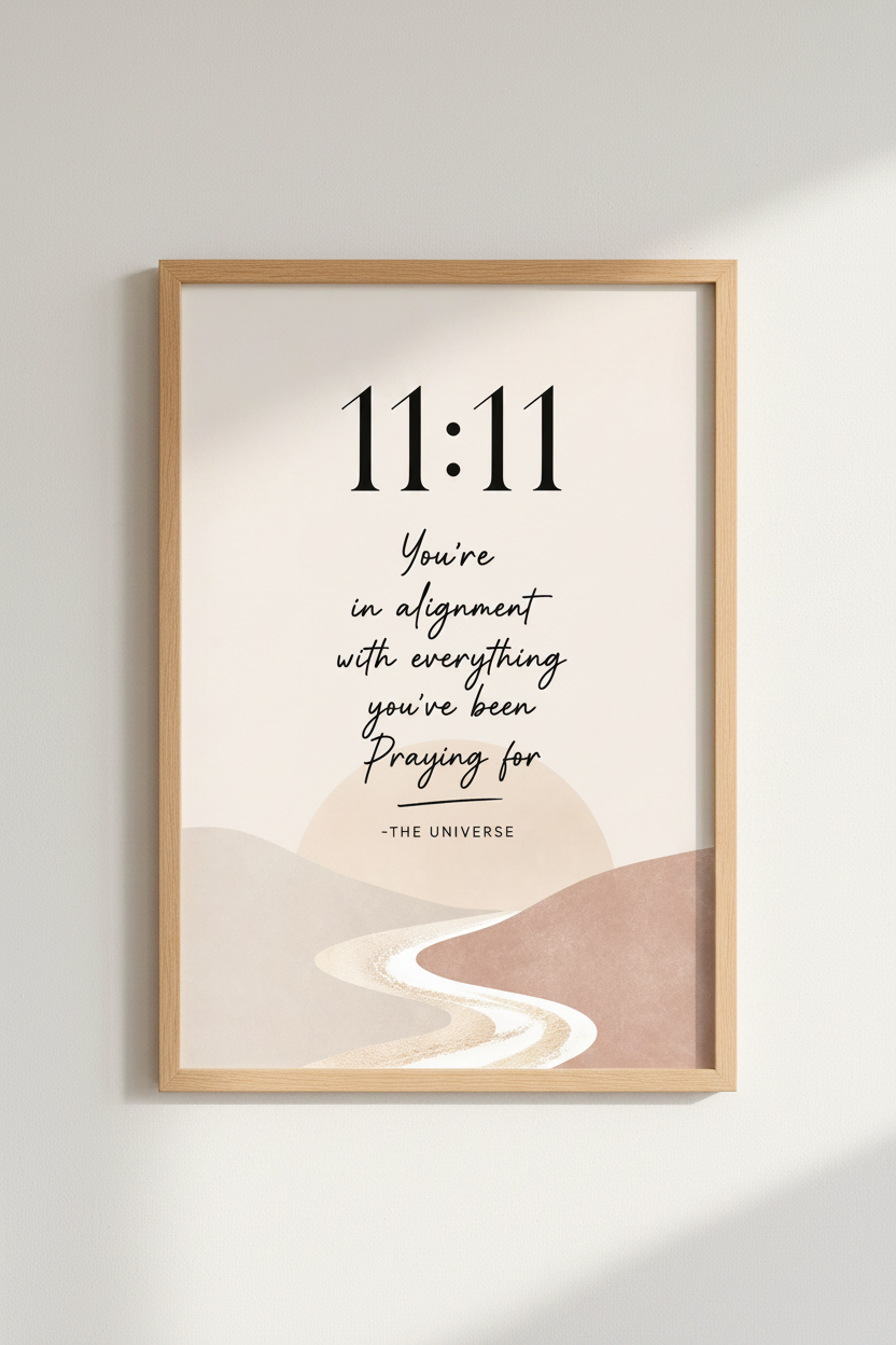 11:11 Angel Number Wall Art | Boho Manifestation Poster, Neutral Spiritual Decor
