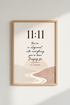 11:11 Angel Number Wall Art | Boho Manifestation Poster, Neutral Spiritual Decor