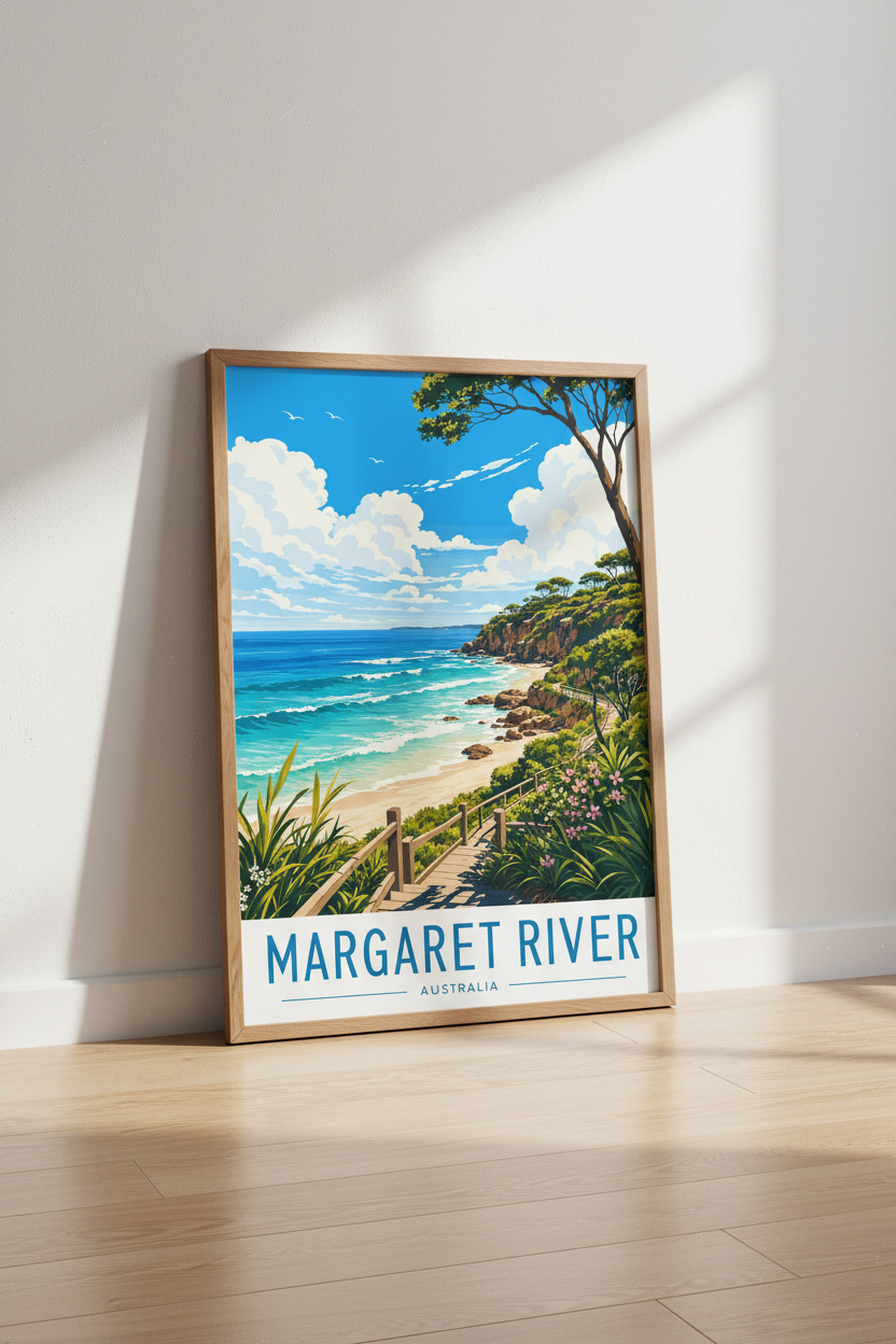 Margaret River Australia Wall Art | Coastal Beach Poster, Living Room Decor