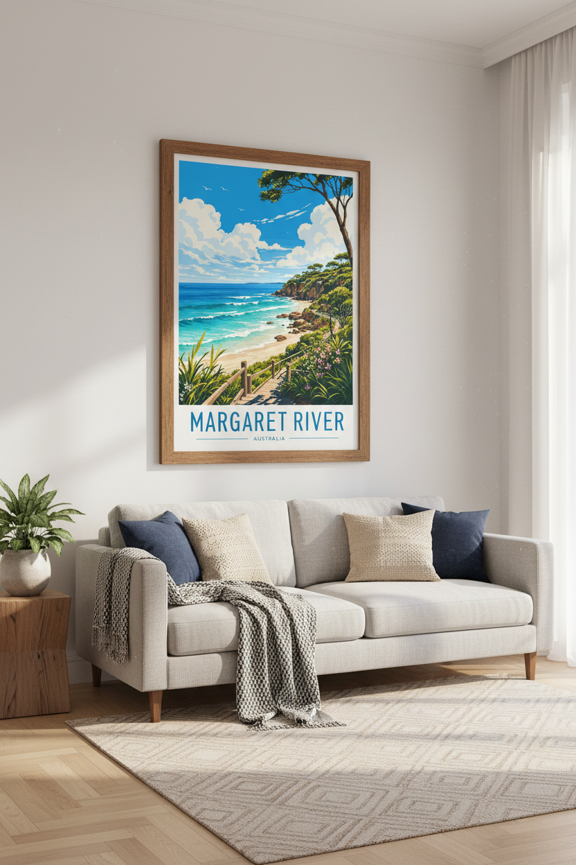 Margaret River Australia Wall Art | Coastal Beach Poster, Living Room Decor