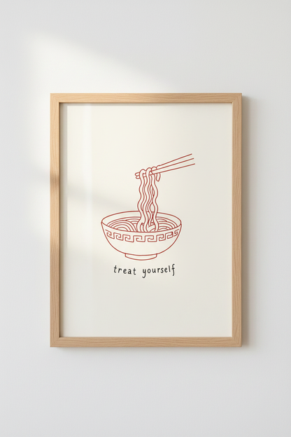 Ramen Noodle Wall Art Print | Kitchen Decor | Minimalist Japanese Food Poster