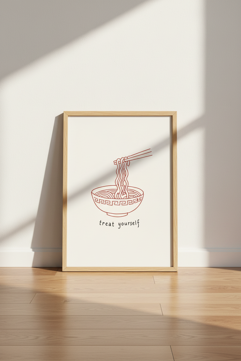 Ramen Noodle Wall Art Print | Kitchen Decor | Minimalist Japanese Food Poster