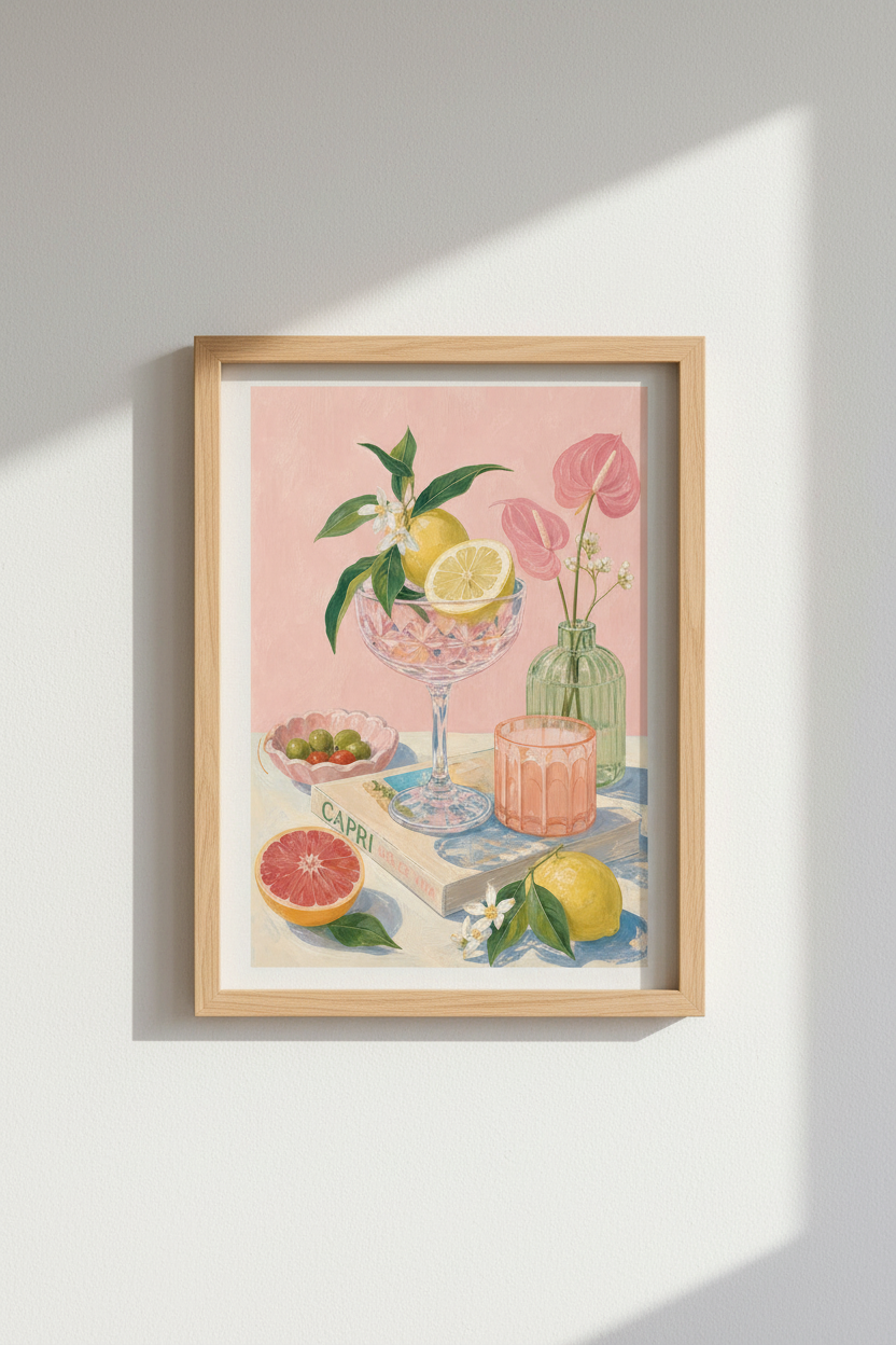 Amalfi Coast Art Print | Italian Citrus Kitchen Decor | Mediterranean Aesthetic Poster