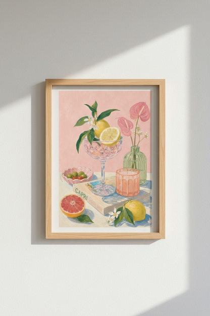 Amalfi Coast Art Print | Italian Citrus Kitchen Decor | Mediterranean Aesthetic Poster