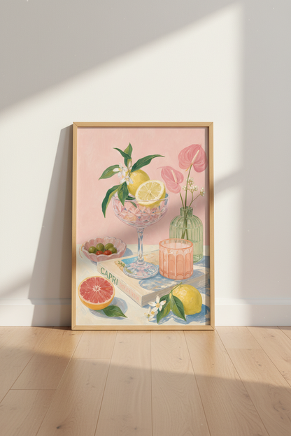 Amalfi Coast Art Print | Italian Citrus Kitchen Decor | Mediterranean Aesthetic Poster