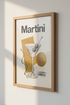 Martini Cocktail Wall Art Print | Mid-Century Modern Bar Decor | Abstract Gold Poster