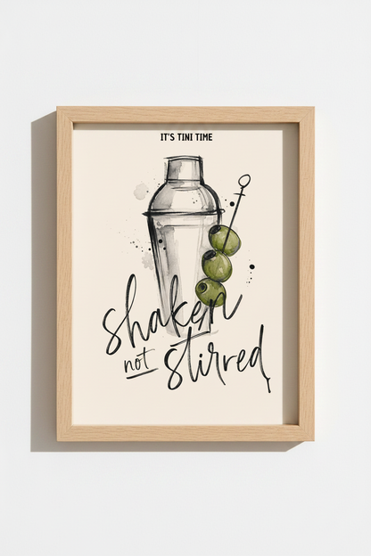 Martini Cocktail Art Print | Bar Cart Decor, Shaken Not Stirred Kitchen Poster