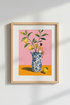 Lemon Oil Painting Print | Pink Mediterranean Decor | Whimsical Ginger Jar Poster