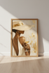 Black Woman with Wine Wall Art | Gold & Beige Aesthetic, Chic Home Decor