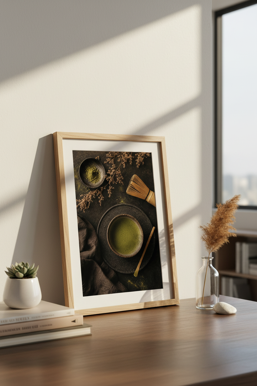 Green Tea Wall Art | Earthy Tones Decor | Kitchen