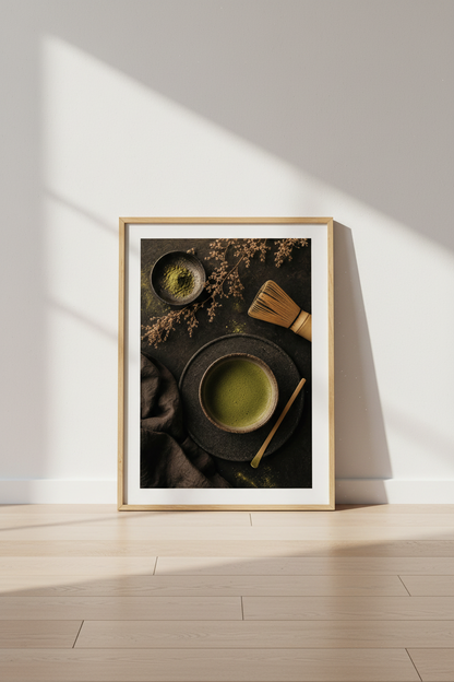 Green Tea Wall Art | Earthy Tones Decor | Kitchen
