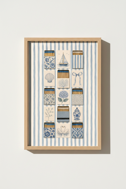 Coastal Blue Matchbook Art Print | Coastal Granddaughter Decor | Nautical Poster
