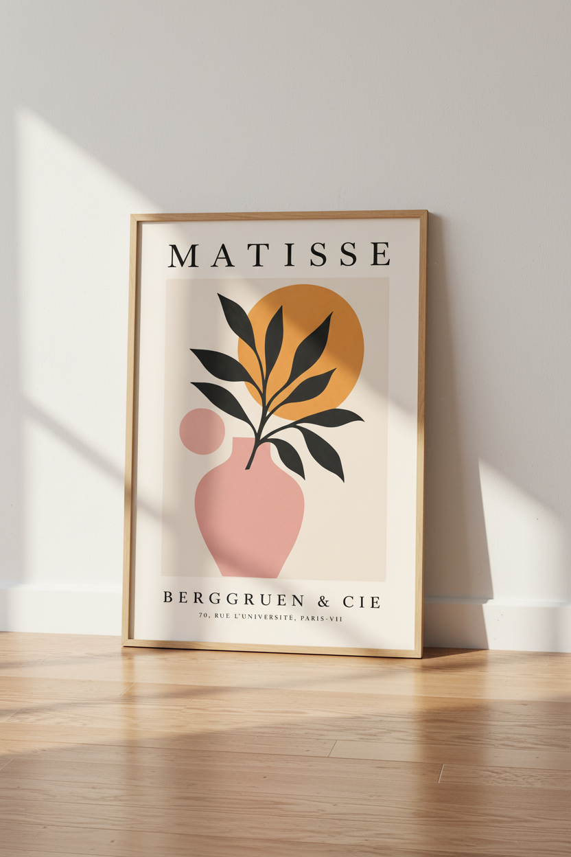 Matisse Flower Pot Wall Art Print | Boho Living Room Decor | Minimalist Poster