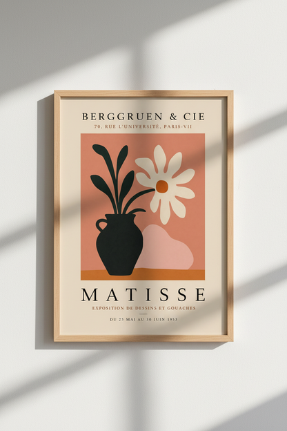 Matisse Flower Exhibition Print | Terracotta Botanical Wall Art, Boho Living Room Decor