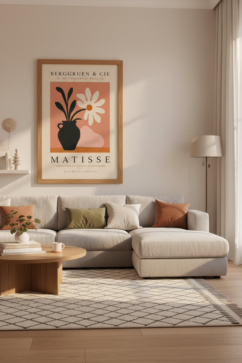 Matisse Flower Exhibition Print | Terracotta Botanical Wall Art, Boho Living Room Decor