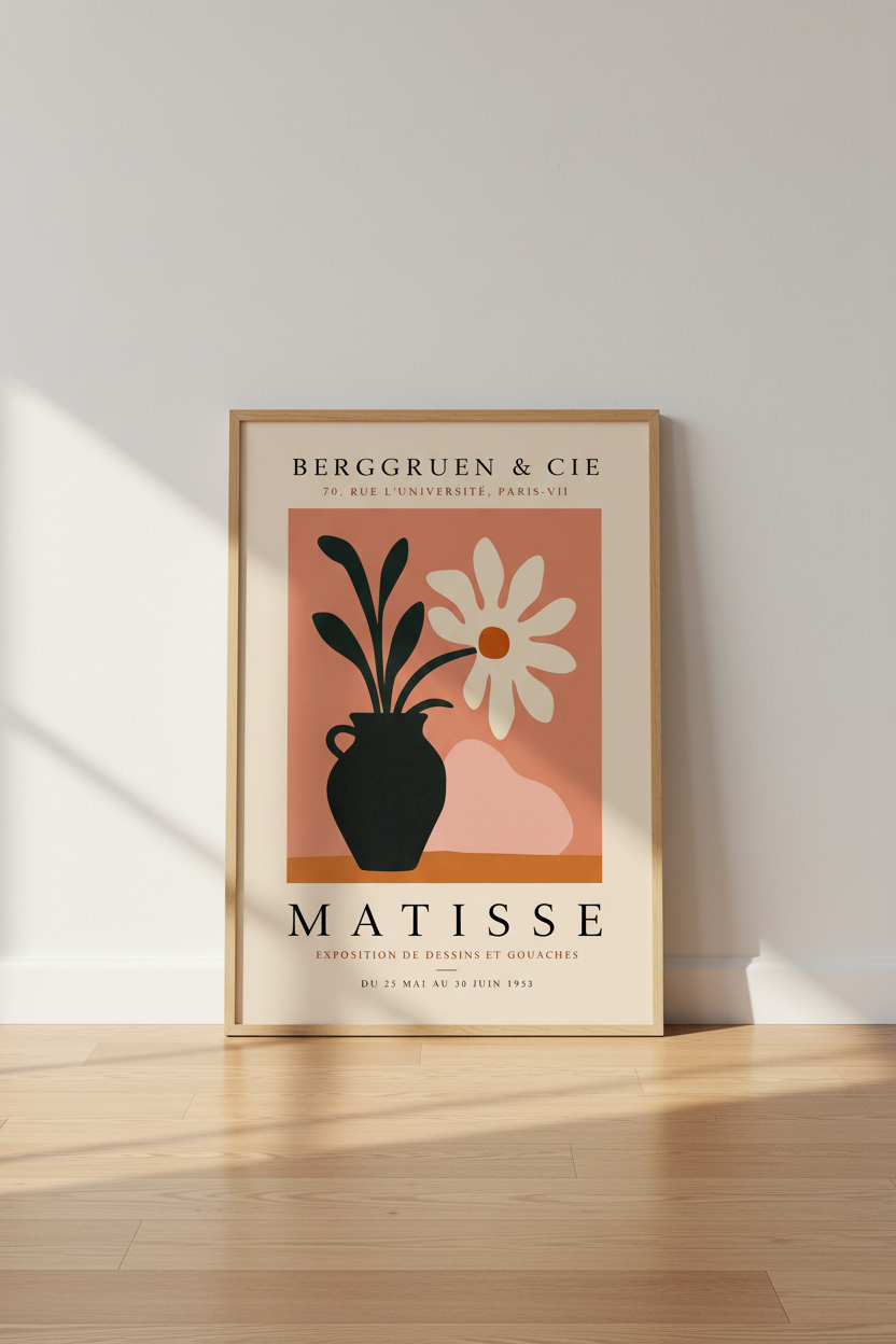 Matisse Flower Exhibition Print | Terracotta Botanical Wall Art, Boho Living Room Decor