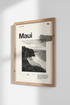 Maui Hawaii Travel Poster | Minimalist Black and White Wall Art, Office Decor