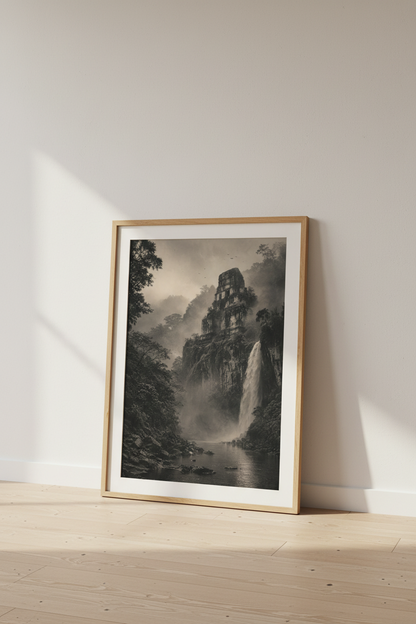 Vintage Jungle Wall Art | Ancient Ruins Print, Dark Academia Nature Poster