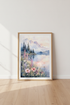 Watercolor Mountain Lake Wall Art | Floral Landscape Print | Pastel Nature Poster