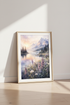 Mountain Lake Watercolor Print | Wildflower Meadow Wall Art | Nature Decor Poster