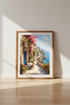 Mediterranean Coastal Cafe Wall Art Print | Travel Poster | Italian Seaside Decor