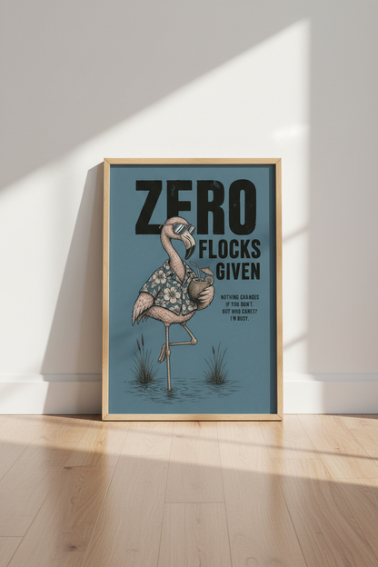 Flamingo Wall Art | Modern Tropical Blue Tones | Living Room Decor