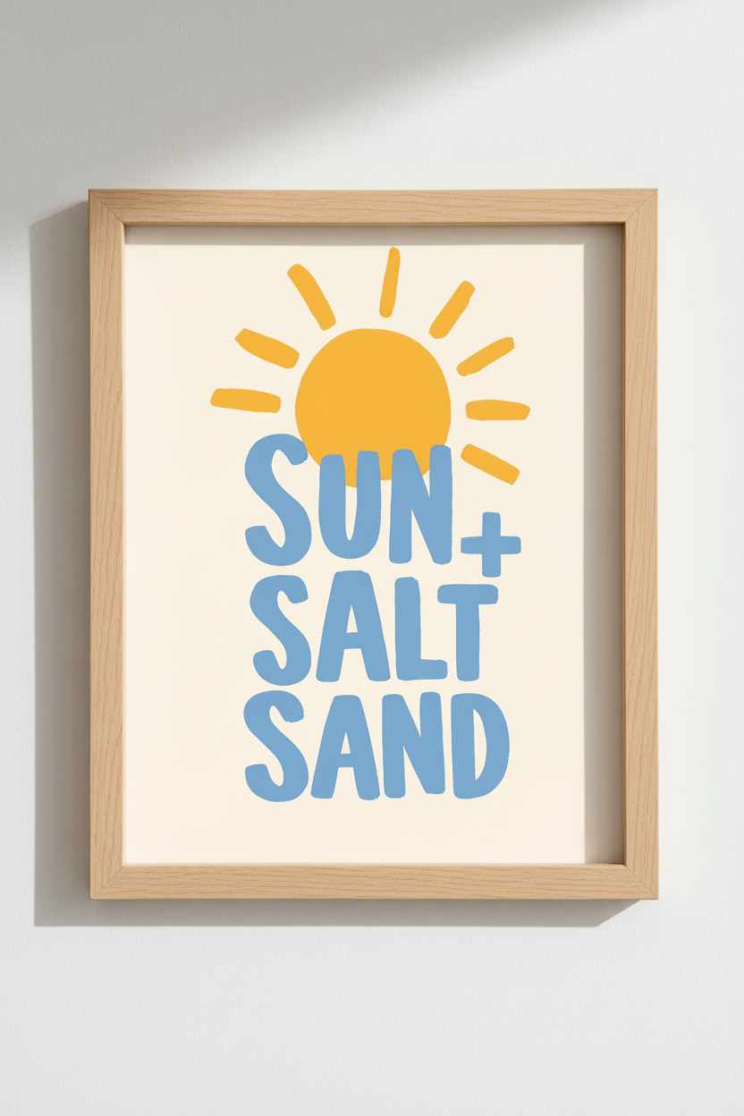 Sun Sand Poster | Retro Coastal Palette, Living Room Decor