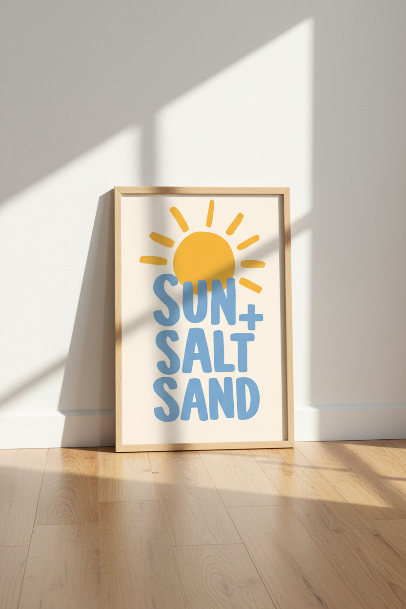 Sun Sand Poster | Retro Coastal Palette, Living Room Decor
