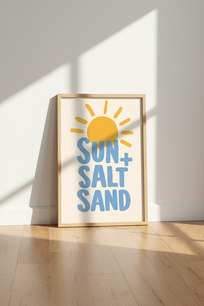 Sun Sand Poster | Retro Coastal Palette, Living Room Decor