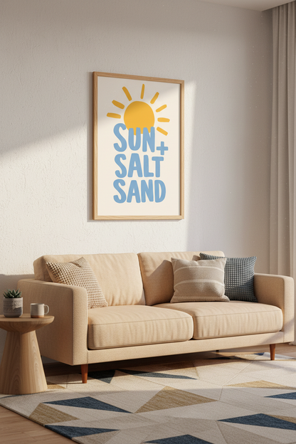 Sun Sand Poster | Retro Coastal Palette, Living Room Decor