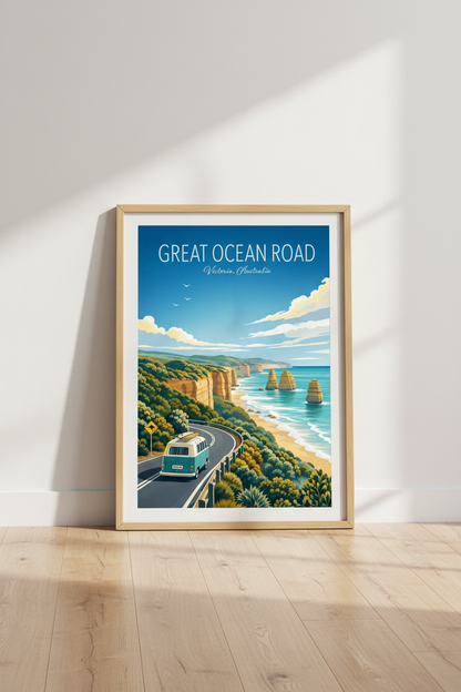 Great Ocean Road Australia Travel Poster | Coastal Landscape, Home Office Decor