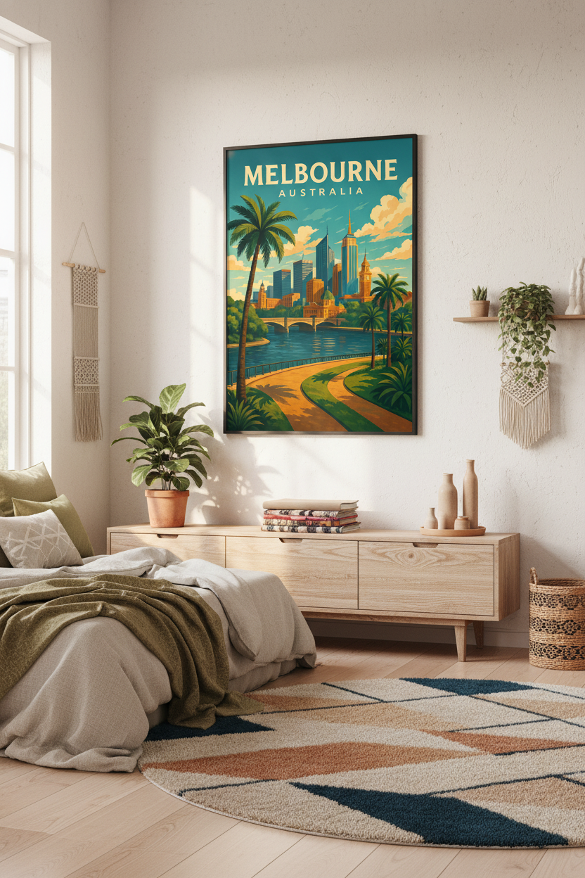 Melbourne Memories – Vintage Australia Travel Poster Art Print Digital Download