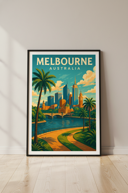 Melbourne Memories – Vintage Australia Travel Poster Art Print 50x70 cm 20x28&quot;