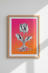 Disco Ball Wall Art Print | Melting Chrome Flower Poster | Retro Pink Orange Decor