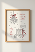 Red Christmas Poster | Mistletoe Holiday Wall Art, Festive Living Room Decor